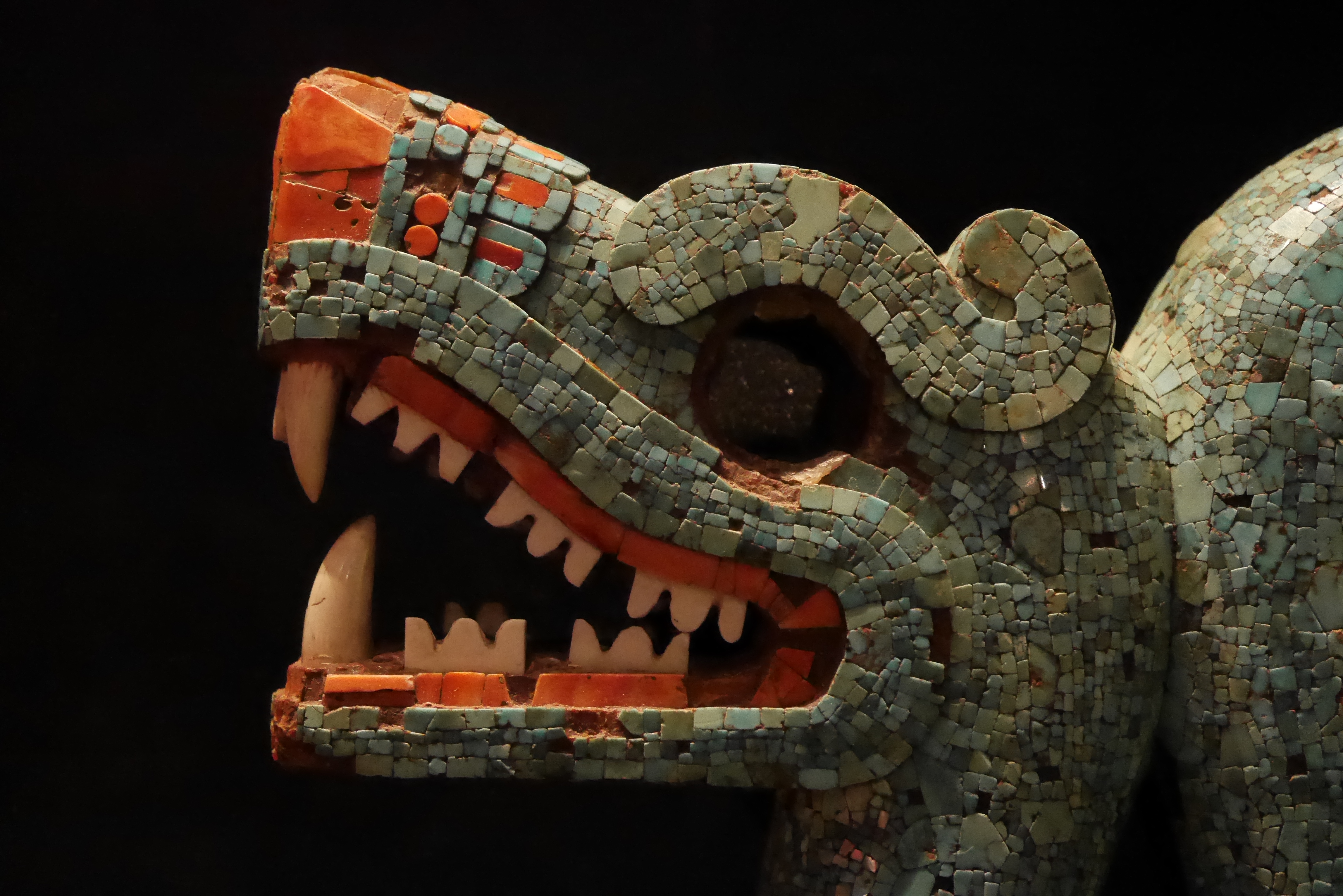 Aztec Double Headed Serpent Turquoise Macro Detail
