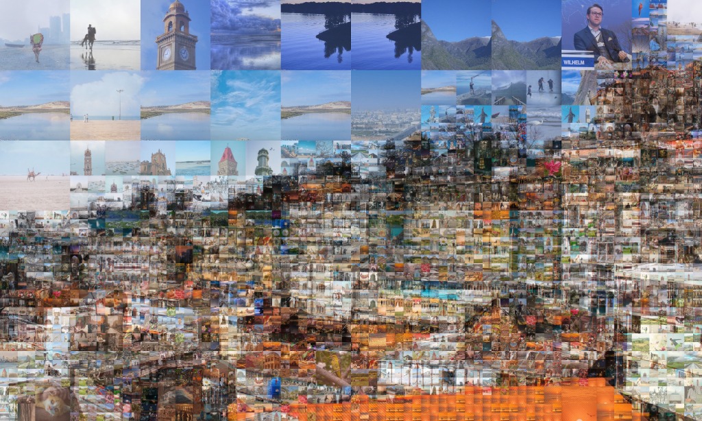 Artistic Quadtree multi-scale architectural photomosaic master rendered by Aameeq engine